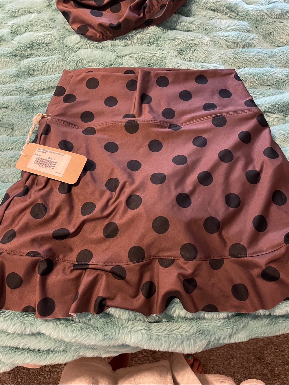 Albion Brown Mini Skirt with Black Polka Dots